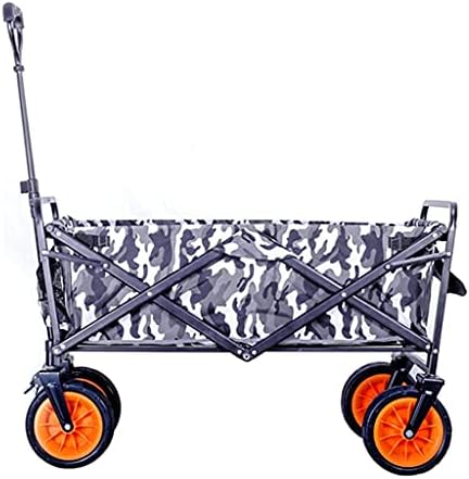 Folding Trolley Cart Outdoor Folding Utility Wagon Outdoor Foldable Cart Gardening Transport Truck with Brake All Terrain Transport Trolley Load-Bearing 100kg / 220lbs for Beach Picnic (Style 1)