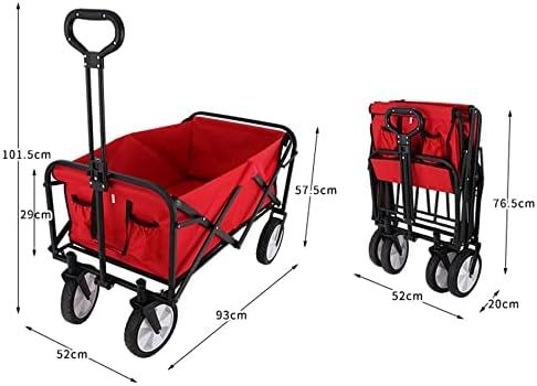 JSEIAJB Portable Utility Wagon Home Garden Wagon Cart with Storage Bas