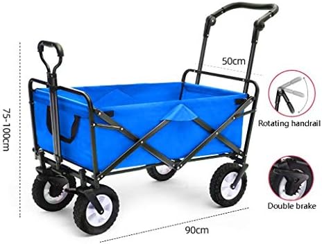 Trolleys, Household Foldigarden Trolley Cart Heavy Duty Wagon Multi-Function Shoppicart for Outdoor Campifishipull Truck with 4 Wheels, Load：80Kg