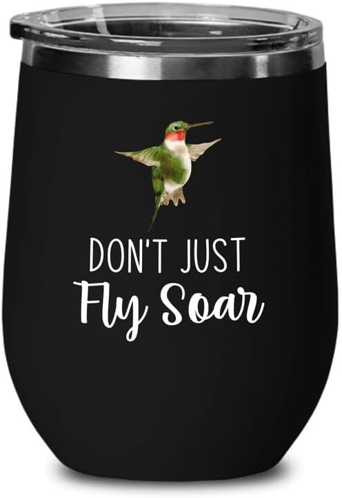 Bird Lover Black Edition Wine Tumbler 12oz - Don't just fly soar - Hum