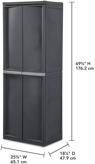 Sterilite 4 Shelf Cabinet, Lockable Utility Storage w/ Adjustable Shel