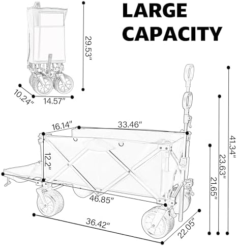 Heavy Duty Foldable Wagon with Waterproof UV Cover - Ideal for Beach, Fishing, Gardening, Picnics, Dog Walking, Shopping & Outdoor Adventures
