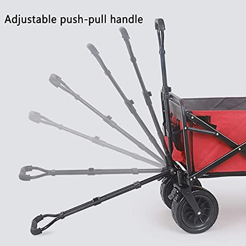 Portable Camping Cart,Outdoor Folding Utility Wagon Folding Wagon Cart, Heavy Duty Camping Trolley, Garden Cart with Universal Wheels & Adjustable Handle, Load-Bearing 100kg / 22