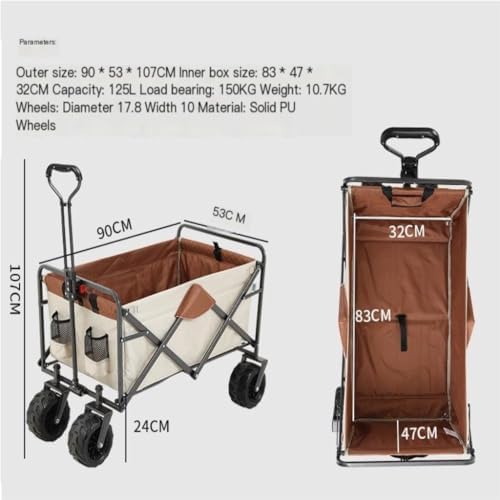 Portable Camping Cart,Outdoor Folding Beach Trolley Cart for Camping and Picnics Portable and Compact Pull Cart for Beach Camping and Outdoor Activities