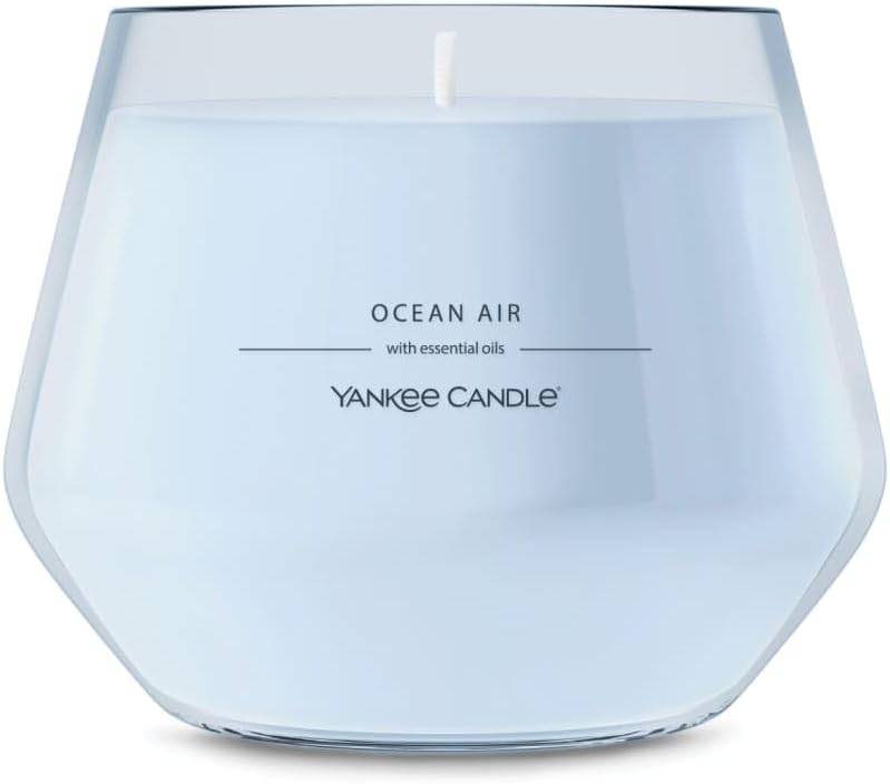 Yankee Candle Studio Scented Candle with up to 50 Hour Burn Time, Premium Plant Wax Blend for Consistent Burn, 10 oz Jar Candle with Room Filling Fragrance, Ocean Air