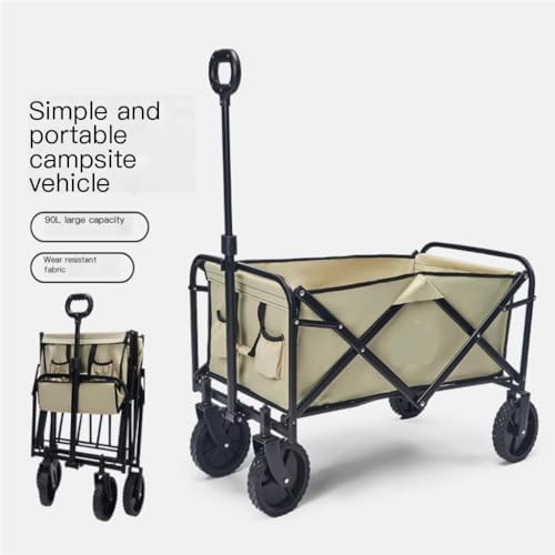 Portable Camping Cart,Beach Trolley Cart for Off Road Camping Portable Folding Campervan Trailer for Picnic Night Market Stall Outdoor Carts Ideal for Outdoor Adventures and Trav