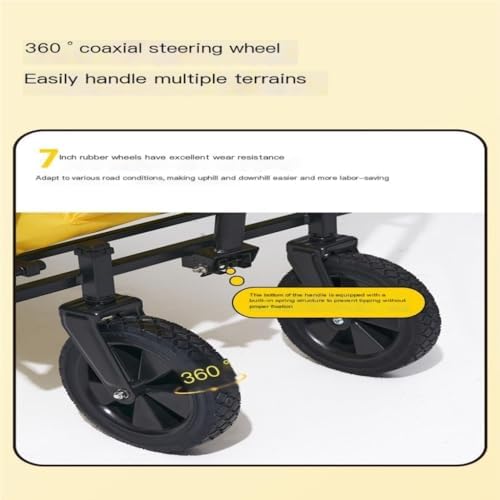 Portable Camping Cart,Portable Beach Trolley Cart for Outdoor Camping Yellow Color Lightweight and Foldable Camping Cart with Large Wheels for Easy Transportation and Storage