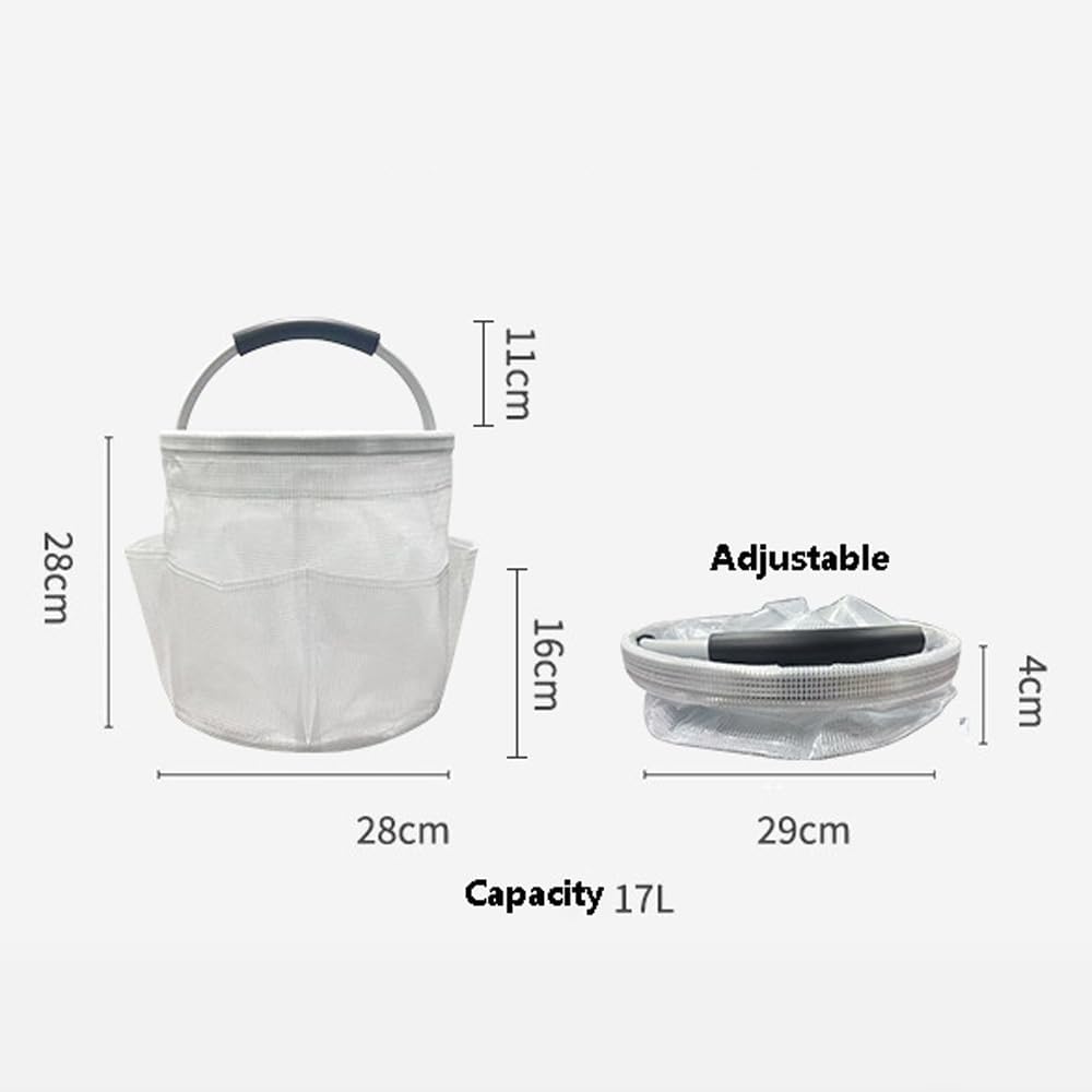 17L Foldable Storage Caddy Basket with Aluminum Handle, 6 Side Pockets, EVA Foam Grip, Multi-Purpose Organizer for Cleaning, Garden, Car, PVC Material
