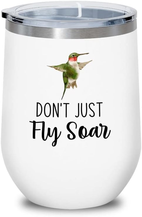 Bird Lover White Edition Wine Tumbler 12oz - Don't just fly soar - Hum