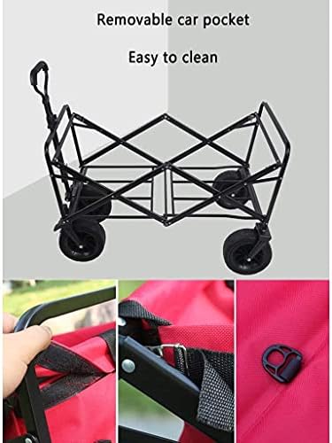 Portable Camping Cart,Outdoor Folding Utility Wagon Folding Garden Outdoor Utility Wagon Picnic Camping Cart with Storage Basket Adjustable Handle Load-Bearing 100kg / 220lbs