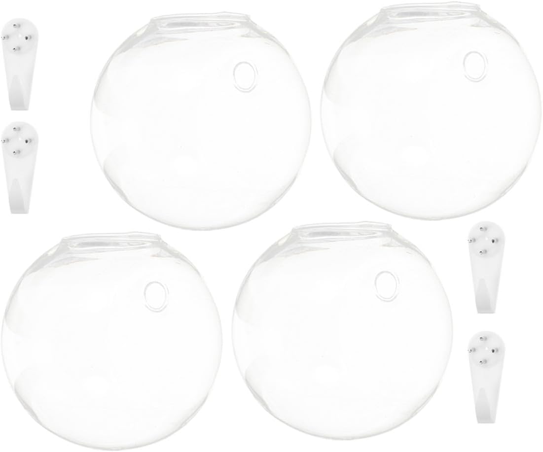 Hanging Wall Planter Glass Vase Set, 4pcs 10cm Hydroponic Terrarium Gl