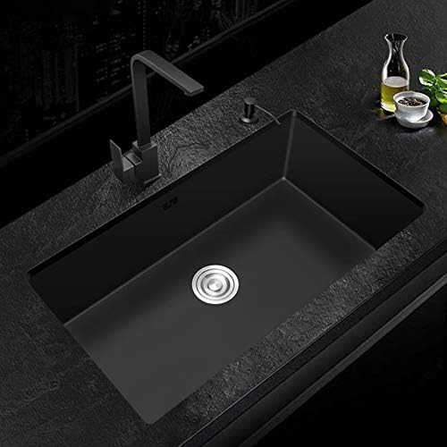 Black Kitchen Sink 304 Stainless Steel Single Sink Kitchen Vegetable Washing Basin Black Sink Above Counter (3830C) ()