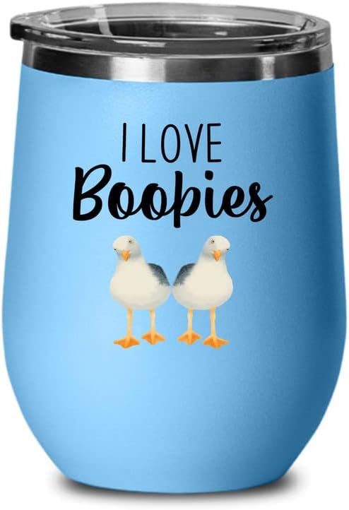Bird Lover Blue Edition Wine Tumbler 12oz - Love Boobies - Hummingbird