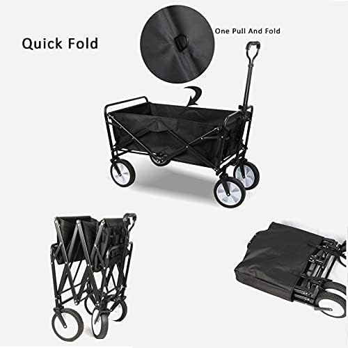 Portable Camping Cart,Beach Garden Trolley Cart Large Capacity Wagon Cart with Telescoping Handle Compact Outdoor Wheelbarrows for Camping Garden and Beach Use,Red
