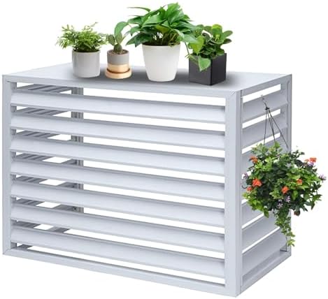 Outdoor AC Cover Privacy Screen Fence - All-Weather Anti-Theft Aluminum Air Conditioner Cover & Plant Stand for Rain/Sun Protection - Durable, Stylish, Multi-Functional Outdoor Solution