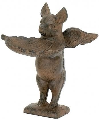 Upper Deck Cast Iron Flying Pig Butler Birdfeeder
