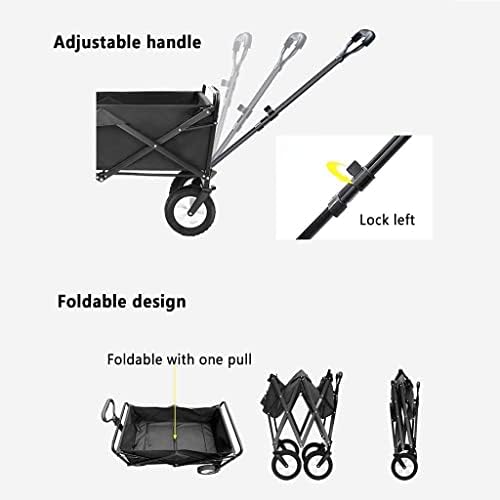 Portable Camping Cart,Outdoor Folding Utility Wagon Folding Garden Trolley Beach Trailer Handle Cart with 4 Wheels Load-Bearing 60kg / 132lbs for Shopping Fishing