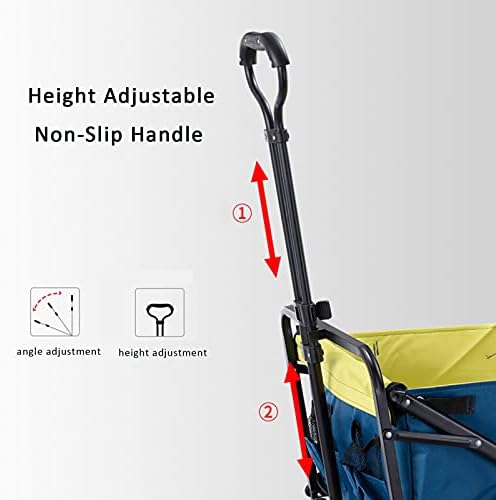 Portable Camping Cart,Folding Utility Beach Wagon, Garden Trolley Cart with Telescoping Handle, 220 Lbs Capacity Picnic Camping Cart for Shopping Camping Garden Beach