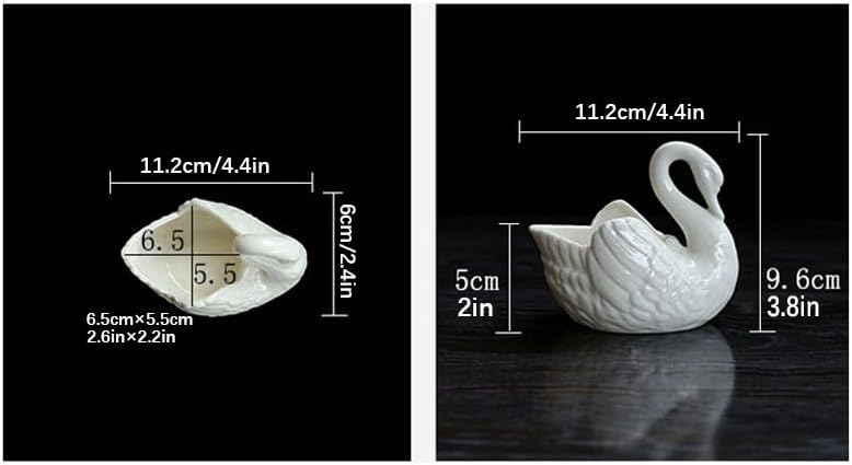 White Ceramic, Swan Flowerpot, Succulent Flowerpot, Medium Temperature Porcelain, Can be Used as Candle Holder (1, Large)