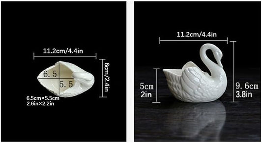 White Ceramic, Swan Flowerpot, Succulent Flowerpot, Medium Temperature Porcelain, Can be Used as Candle Holder (1, Large)