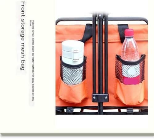 Portable Camping Cart,Foldable Beach Trolley Cart with Wide Off Road Wheels for Camping and Picnics Large Capacity Outdoor Camper Van Cart (Orange)