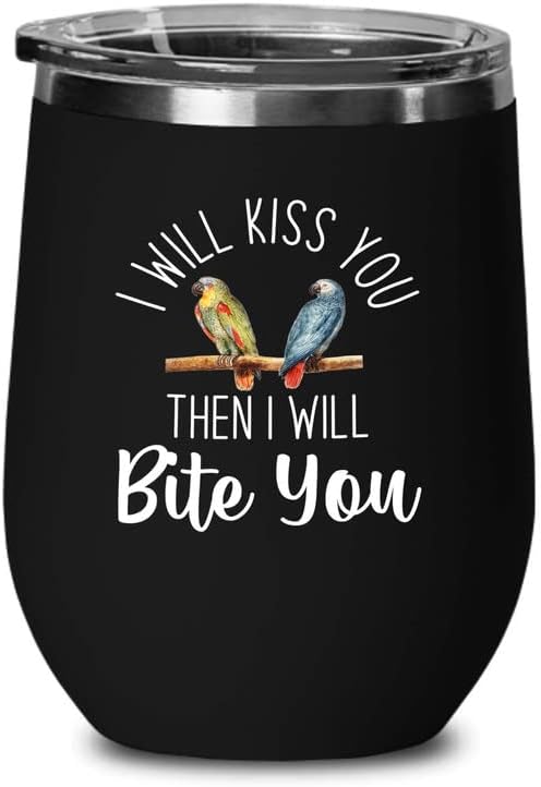 Bird Lover Black Edition Wine Tumbler 12oz - Kiss then bite you - Humm
