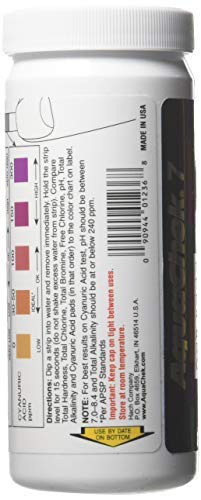 AquaChek 7-Way Pool and Spa Test Strips - Silver Pool Test Strips For 