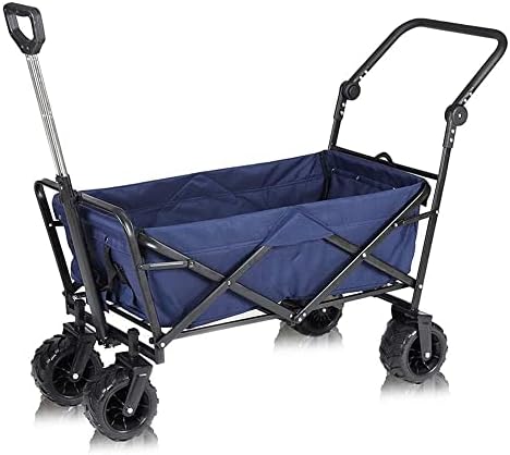 Portable Camping Cart,Trolleys, Garden Trolley, Folding Wagon Trolley Outdoor Cart Folding Camping Cart with Lining for Camping Garden Beach All Terrain with Rubber Wheels with B