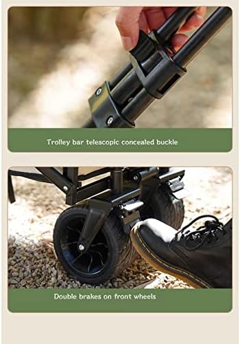 Portable Camping Cart,Camping Trolley Cart with Wheels, Folding Garden Beach Wagon Foldable Pull Along Trolley, with Removable Fabric for Picnic Transport Outdo