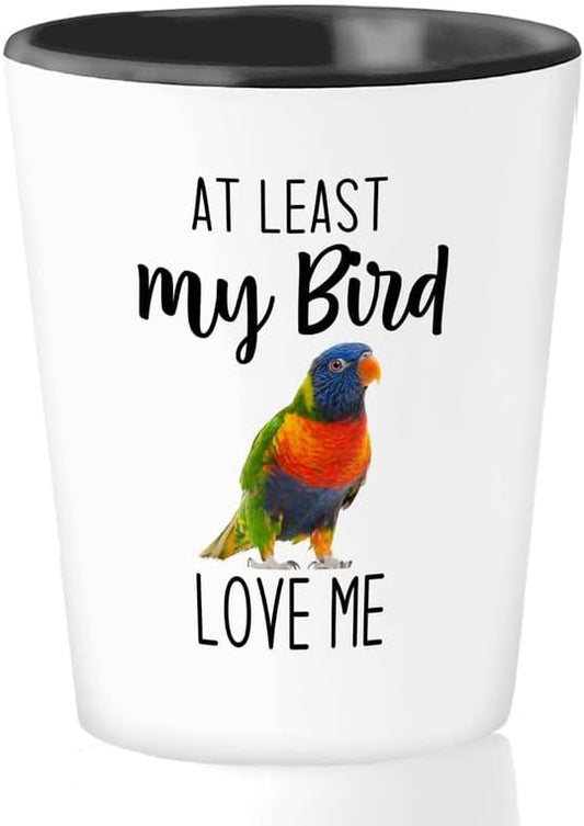Bird Lover Shot Glass 1.5oz - Bird loves me - Hummingbird Nest Cage Parrot Dad Gardening Outdoor Birdwatcher Feeder