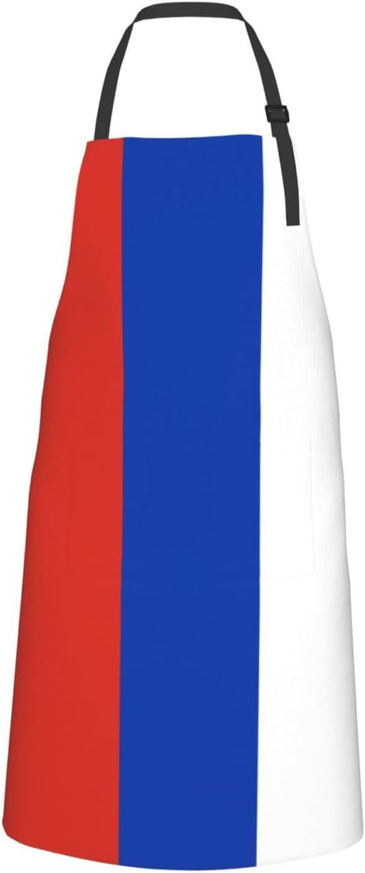 Russian flag print Waterproof chef's apron with pocket apron for kitchen cooking baking barbecue and gardening