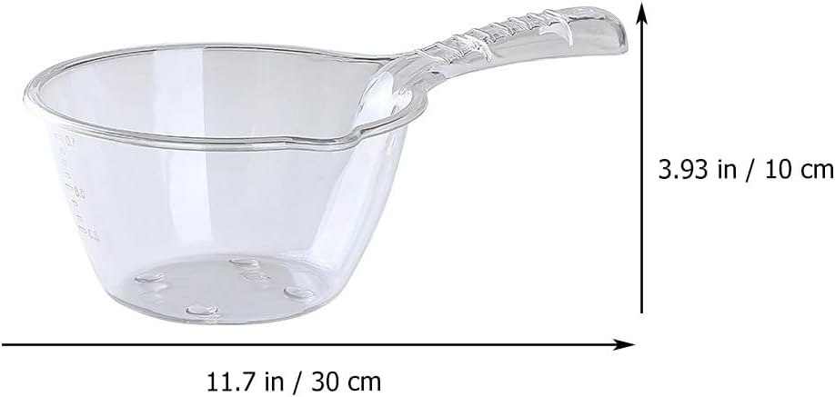 DOITOOL Multipurpose Plastic Water Scoop with Large Deep Bowl and Long Handle 11.81In Kitchen Ladle for Cooking and Garden Watering Easy to Clean 2 Pack