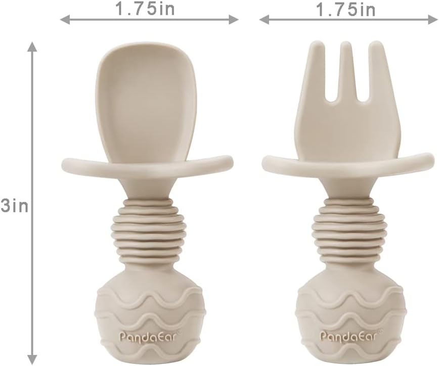 PandaEar 6 Pack Silicone Baby Spoons and Fork Feeding Set- Anti-Choke 
