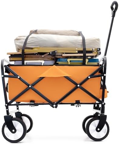 Collapsible Folding Wagon Cart - Lightweight All-Terrain Utility Cart for Camping, Shopping, Gardening, Sports, and Fishing - Portable, Durable, Easy to Store