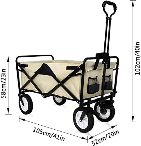 Portable Camping Cart,Portable Camping Trailer Beach Trolley Outdoor Folding Trolley Adjustable Handle Shopping Cart with Double Brakes 80kg/176lbs