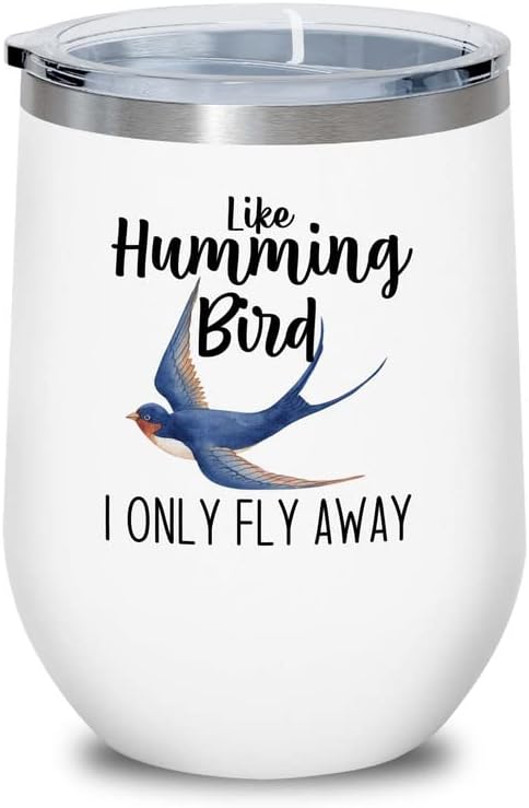Bird Lover White Edition Wine Tumbler 12oz - Humming Bird Fly Away - H