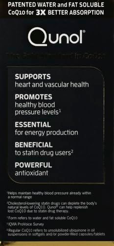 Qunol Ultra CoQ10 100mg, 3x Better Absorption, Patented Water and Fat 