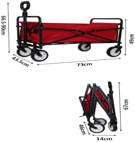Portable Camping Cart,Outdoor Multi Color Folding Beach Camping Trolley Cart for Picnics Fishing and Camping with Camper Portable and Convenient Storage Cart (Red)