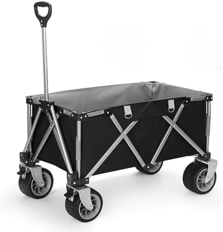 Portable Camping Cart,Outdoor Campitrolley,Portable Foldipicnic Heavy Duty Car,All Multi-Function Cargo Vehicle,Large Oxcloth Storage Cart,for Camping,Sports,Shopping/Beige