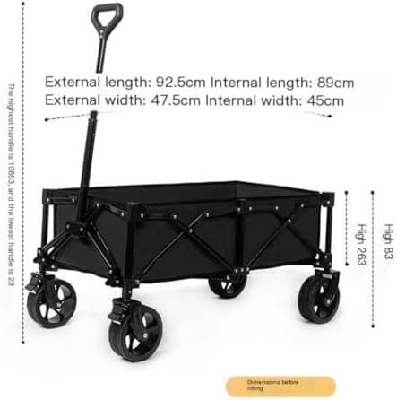 Portable Camping Cart,Outdoor Camping Beach Trolley Cart Foldable Trailer Portable Lift Trolley Black