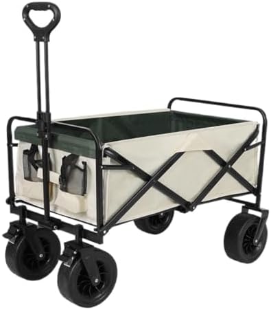 Portable Camping Cart,Outdoor Folding Beach Cart with Pull Rod Portable Camping Trolley for Camper Hand Push Trailer with Small Pull Car Foldable and Easy to Carry Black Color Id