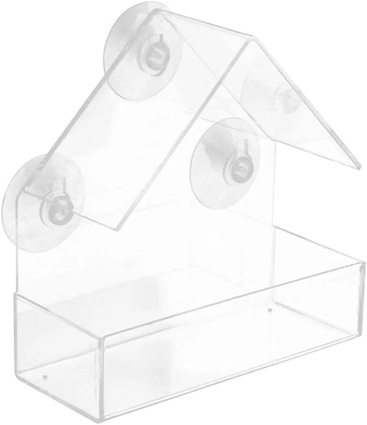 Window Bird Feeders Transparent Outdoor Bird Feeder Outdoor Acrylic Windbreak Ball Bird Hanging Suction Pet Feeder (Color : Clear Size : One Size)