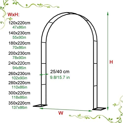 Metal Garden Arch Trellis - Weather Resistant Climbing Plant Stand, Outdoor Wedding Decor Arbor Pergola Frame for Lawn & Backyard, 300x220x25cm, Durable & Elegant Design