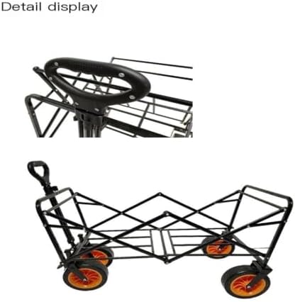 Portable Camping Cart,Heavy Duty Beach Trolley Cart for Camping and Off Road Adventures Outdoor Camper Cart with Large Wheels for Easy Transport and Hauling Gear Orange Color IDE