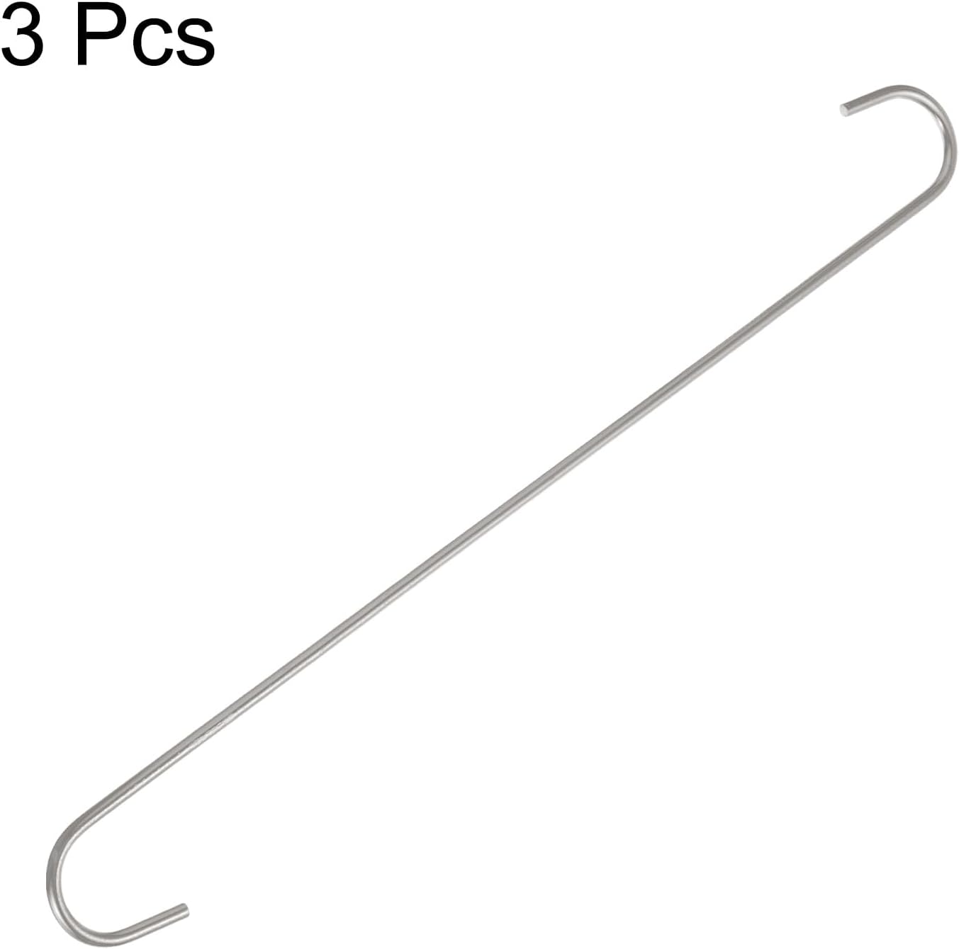 HARFINGTON 3pcs Long S Hooks 16 Inch Extra Long Metal S-Shaped Hanging Hooks High Manganese Steel S Hanger Storage Organizing Tool for Kitchen Garden Bathroom Garage Closet, Silver