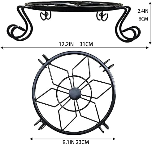 Flower Pot Stand Heavy Duty 2 Pack Planter Holder Indoor Outdoor Home & Garden Decor(Black)