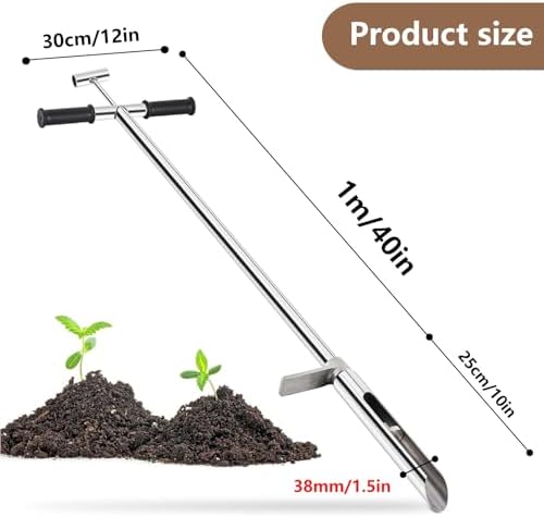 40" Stainless Steel Soil Probe - 1.5" Diameter Ground Sampling Tool for Gardening, Lawn Care, Farming - Perfect for Soil Testing & Plant Health Assessment