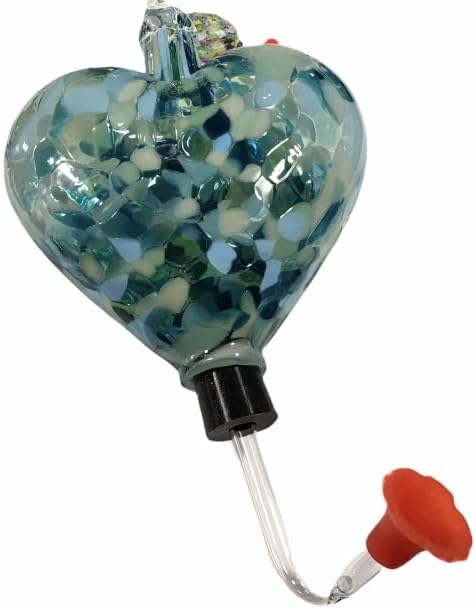 Glass Eye Studio Hummingbird Feeder Heart Shaped - Green Seaglass