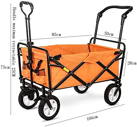 Folding Trolley Cart Folding Wagon Garden Cart with 4 Wheels Foldable Pull Wagon Hand Cart Beach Wagon Garden Trolley Folding Cart Wagon Truck Wheelbarrow