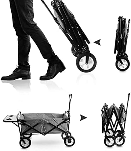 Outdoor Wagon Garden Carts Outdoor Carts Wagons Beach Cart Folding Wagon Folding Portable Outdoor Four-Wheeled Camper All Terrain Wagon with Dining Table Wagons (Green 85 * 50cm)